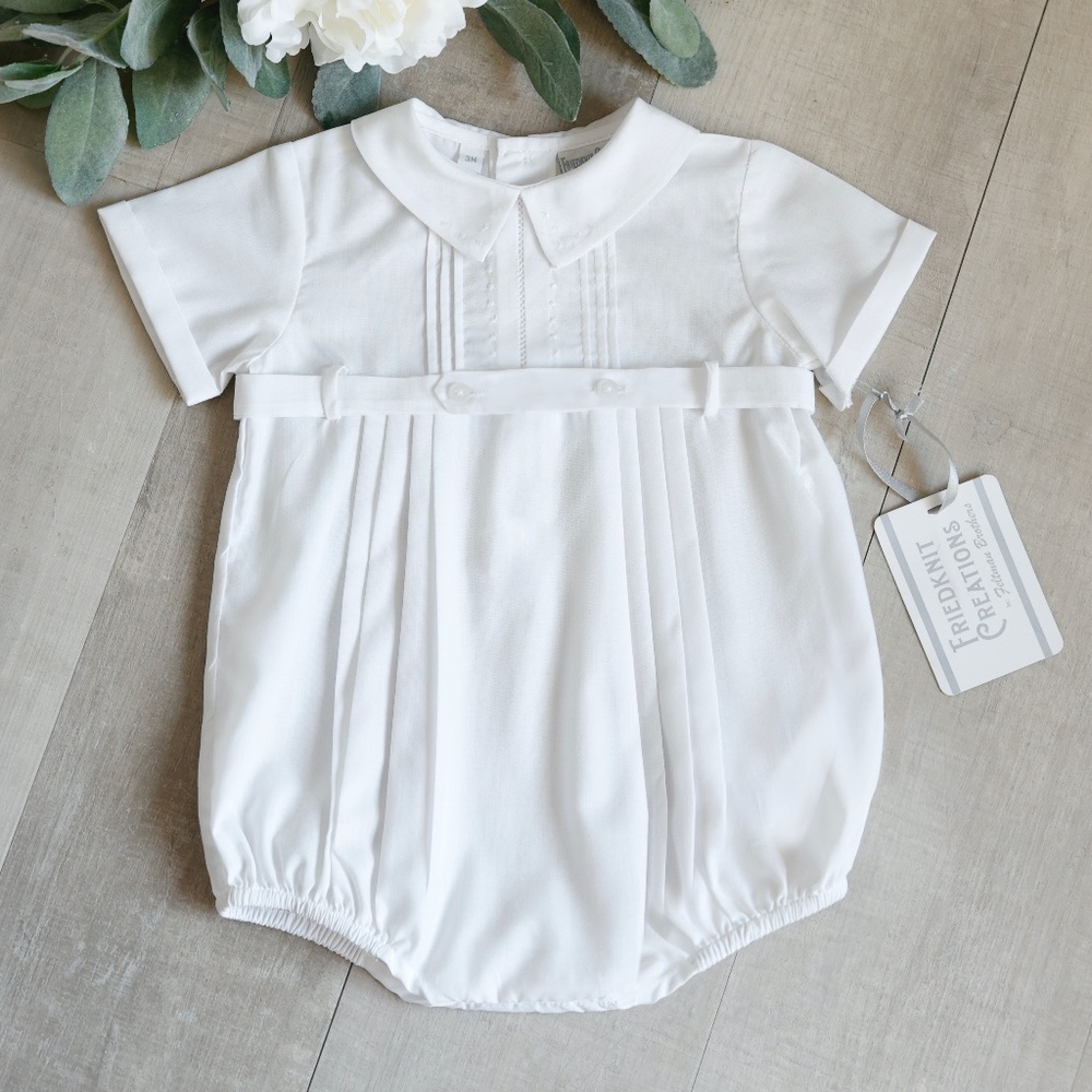 White Heirloom Romper Creeper Feltman Brothers Friedknit Special Occasion NWT